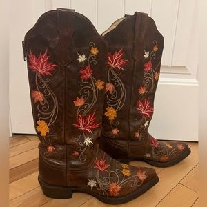 Genuine Leather Roper Embroidered Western Boots